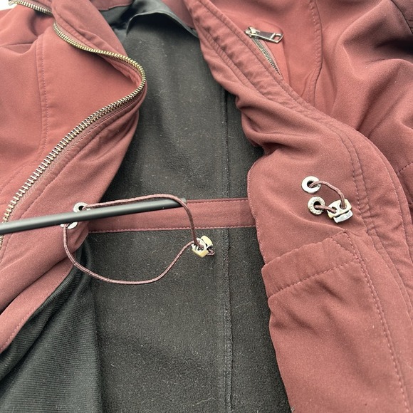 Calvin Klein Women's Burgundy Hooded Coat Jacket Medium Full Zipper Windbreaker - Picture 11 of 15